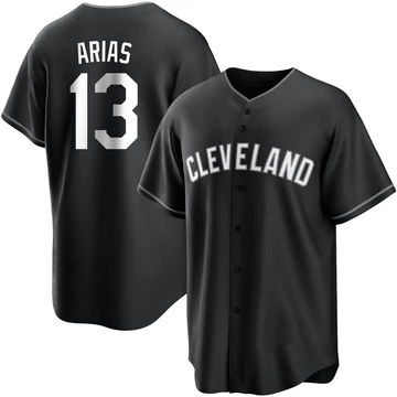 Cleveland Guardians ＃13 Gabriel Arias Men's Black/White Replica Jersey