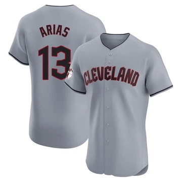 Cleveland Guardians ＃13 Gabriel Arias Men's Gray Elite Road Jersey