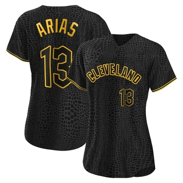 Cleveland Guardians ＃13 Gabriel Arias Women's Black Authentic Snake Skin City Jersey