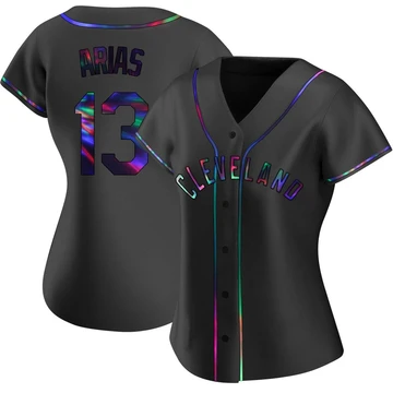 Cleveland Guardians ＃13 Gabriel Arias Women's Black Replica Holographic Alternate Jersey