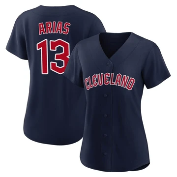 Cleveland Guardians ＃13 Gabriel Arias Women's Navy Replica Alternate Jersey