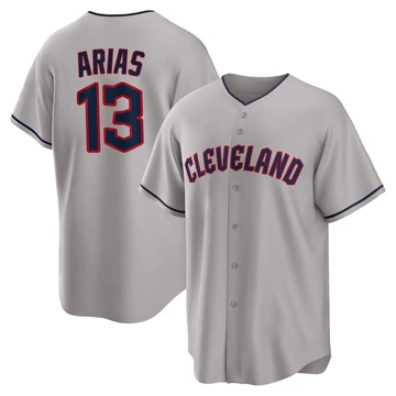 Cleveland Guardians ＃13 Gabriel Arias Youth Gray Replica Road Jersey
