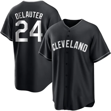 Cleveland Guardians ＃24 Chase DeLauter Men's Black/White Replica Jersey