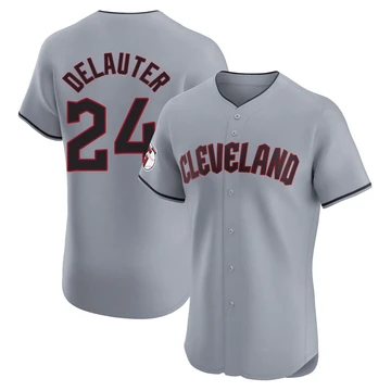 Cleveland Guardians ＃24 Chase DeLauter Men's Gray Elite Road Jersey