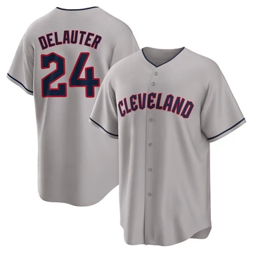 Cleveland Guardians ＃24 Chase DeLauter Men's Gray Replica Road Jersey