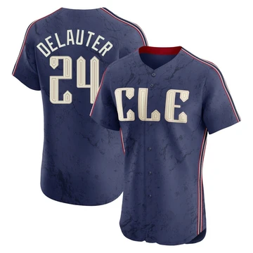 Cleveland Guardians ＃24 Chase DeLauter Men's Navy Elite 2024 City Connect Jersey