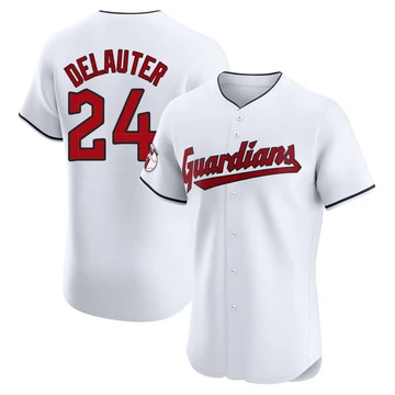 Cleveland Guardians ＃24 Chase DeLauter Men's White Elite Home Jersey