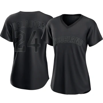 Cleveland Guardians ＃24 Chase DeLauter Women's Black Authentic Pitch Fashion Jersey