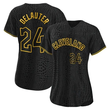 Cleveland Guardians ＃24 Chase DeLauter Women's Black Authentic Snake Skin City Jersey