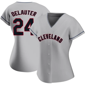 Cleveland Guardians ＃24 Chase DeLauter Women's Gray Replica Road Jersey