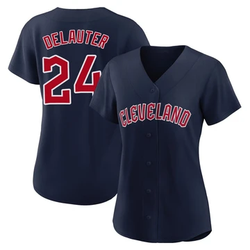 Cleveland Guardians ＃24 Chase DeLauter Women's Navy Authentic Alternate Jersey