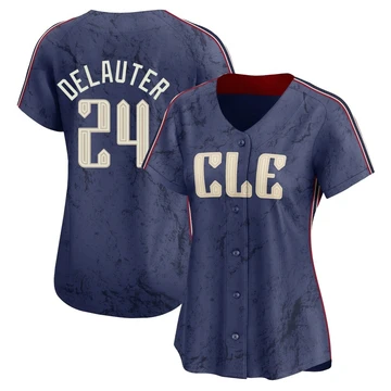 Cleveland Guardians ＃24 Chase DeLauter Women's Navy Limited 2024 City Connect Jersey
