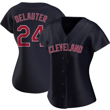 Cleveland Guardians ＃24 Chase DeLauter Women's Navy Replica Alternate Jersey