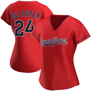 Cleveland Guardians ＃24 Chase DeLauter Women's Red Replica Alternate Jersey
