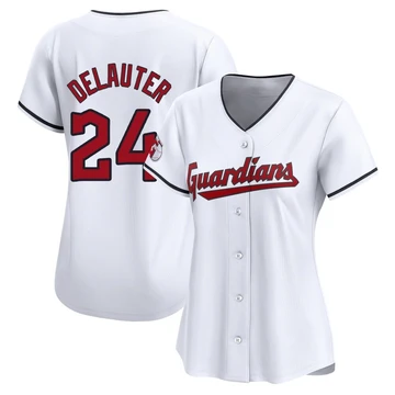 Cleveland Guardians ＃24 Chase DeLauter Women's White Limited Home Jersey