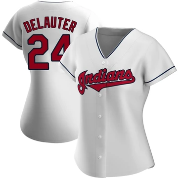 Cleveland Guardians ＃24 Chase DeLauter Women's White Replica Home Jersey