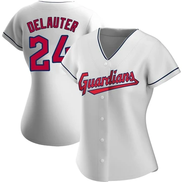 Cleveland Guardians ＃24 Chase DeLauter Women's White Replica Home Jersey