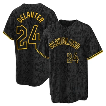 Cleveland Guardians ＃24 Chase DeLauter Youth Black Replica Snake Skin City Jersey