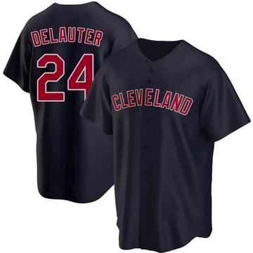 Cleveland Guardians ＃24 Chase DeLauter Youth Navy Replica Alternate Jersey