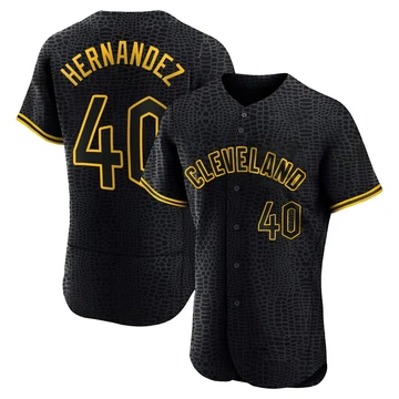 Cleveland Guardians ＃40 Carlos Hernandez Men's Black Authentic Snake Skin City Jersey