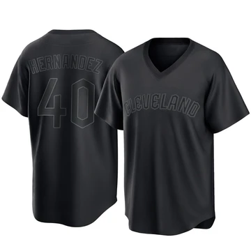 Cleveland Guardians ＃40 Carlos Hernandez Men's Black Replica Pitch Fashion Jersey