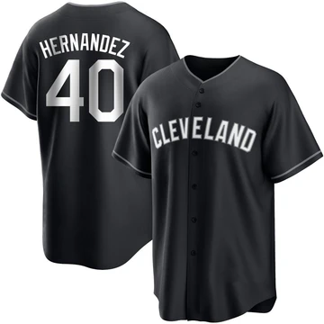 Cleveland Guardians ＃40 Carlos Hernandez Men's Black/White Replica Jersey