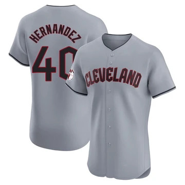 Cleveland Guardians ＃40 Carlos Hernandez Men's Gray Elite Road Jersey