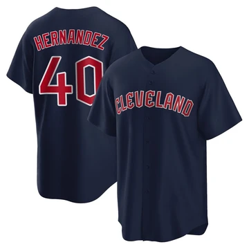Cleveland Guardians ＃40 Carlos Hernandez Men's Navy Replica Alternate Jersey