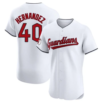 Cleveland Guardians ＃40 Carlos Hernandez Men's White Elite Home Jersey