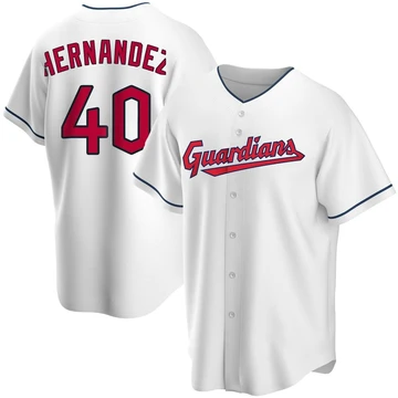 Cleveland Guardians ＃40 Carlos Hernandez Men's White Replica Home Jersey