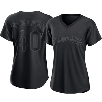 Cleveland Guardians ＃40 Carlos Hernandez Women's Black Replica Pitch Fashion Jersey