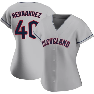 Cleveland Guardians ＃40 Carlos Hernandez Women's Gray Replica Road Jersey