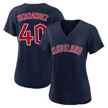 Cleveland Guardians ＃40 Carlos Hernandez Women's Navy Authentic Alternate Jersey