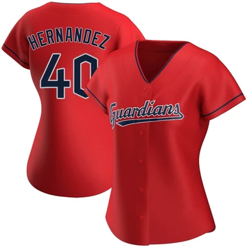 Cleveland Guardians ＃40 Carlos Hernandez Women's Red Authentic Alternate Jersey