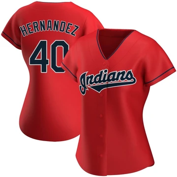 Cleveland Guardians ＃40 Carlos Hernandez Women's Red Replica Alternate Jersey