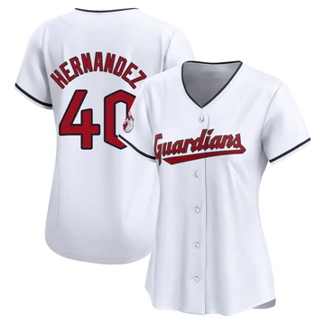 Cleveland Guardians ＃40 Carlos Hernandez Women's White Limited Home Jersey