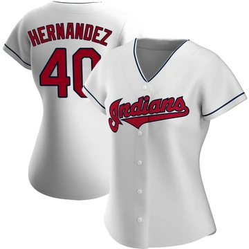Cleveland Guardians ＃40 Carlos Hernandez Women's White Replica Home Jersey