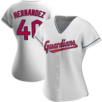 Cleveland Guardians ＃40 Carlos Hernandez Women's White Replica Home Jersey