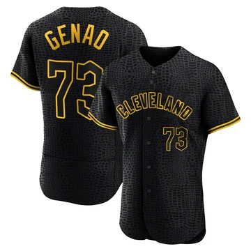 Cleveland Guardians ＃73 Angel Genao Men's Black Authentic Snake Skin City Jersey
