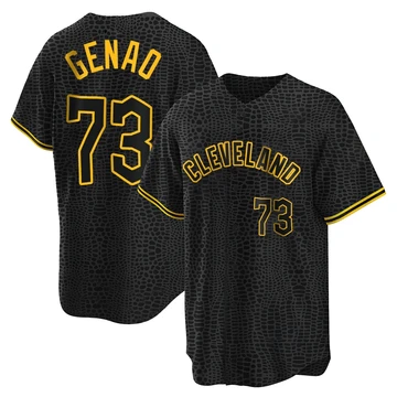 Cleveland Guardians ＃73 Angel Genao Men's Black Replica Snake Skin City Jersey