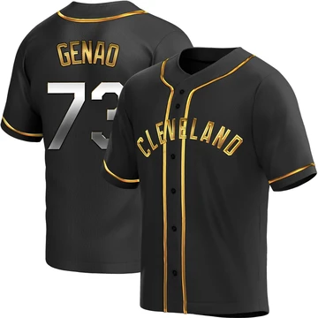Cleveland Guardians ＃73 Angel Genao Men's Gold Replica Black en Alternate Jersey
