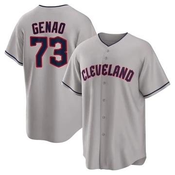 Cleveland Guardians ＃73 Angel Genao Men's Gray Replica Road Jersey