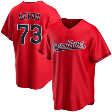 Cleveland Guardians ＃73 Angel Genao Men's Red Replica Alternate Jersey