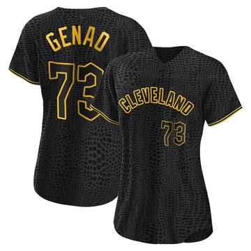 Cleveland Guardians ＃73 Angel Genao Women's Black Authentic Snake Skin City Jersey