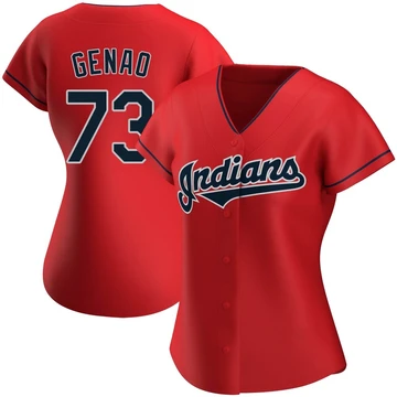 Cleveland Guardians ＃73 Angel Genao Women's Red Replica Alternate Jersey