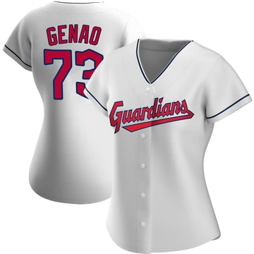 Cleveland Guardians ＃73 Angel Genao Women's White Authentic Home Jersey