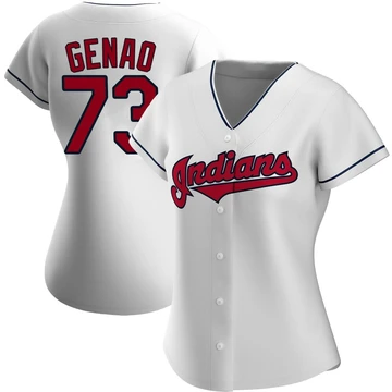 Cleveland Guardians ＃73 Angel Genao Women's White Replica Home Jersey