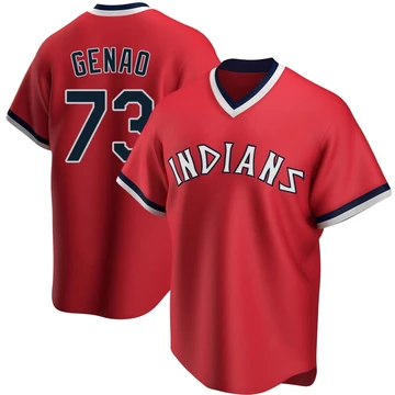 Cleveland Guardians ＃73 Angel Genao Youth Red Replica Road Cooperstown Collection Jersey